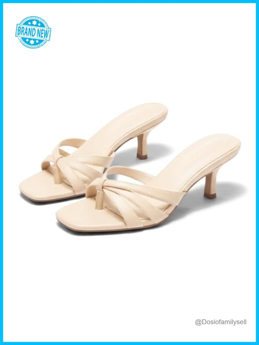 Strappy Kitten Heel Slide Sandals Square Open Toe Slip On Thong Dress Shoes